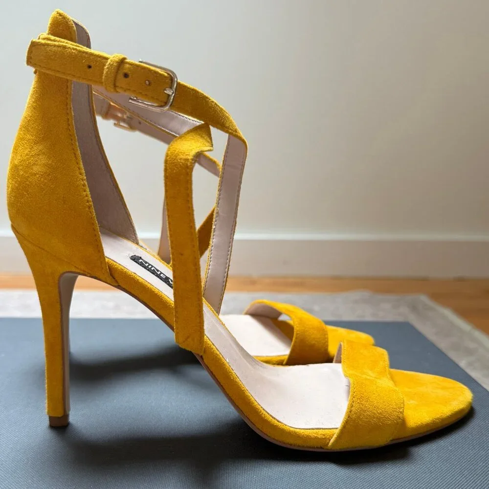 NWOT - Nine West Yellow Suede Strappy Heels – Perfect for Summer - Picture 4 of 7